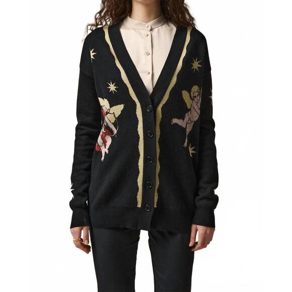 NEW PAOLITA seraphina button down cardigan in black multi